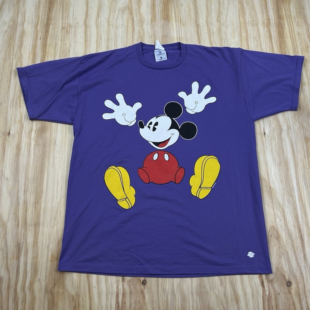 RARE‎ Vintage Mickey Mouse T Shirt Purple Size Large Oversizd Short Sleeve